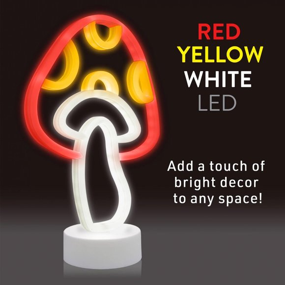 NIB Mushroom Trippy Red & Yellow LED Neon Accent Light Decorative Lamp - Picture 4 of 6